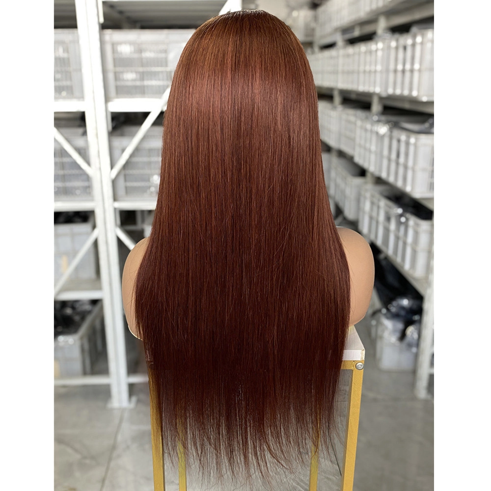 18inch Color #33 Straight Human Hair 13x4 Lace Frontal Wig 180% Density